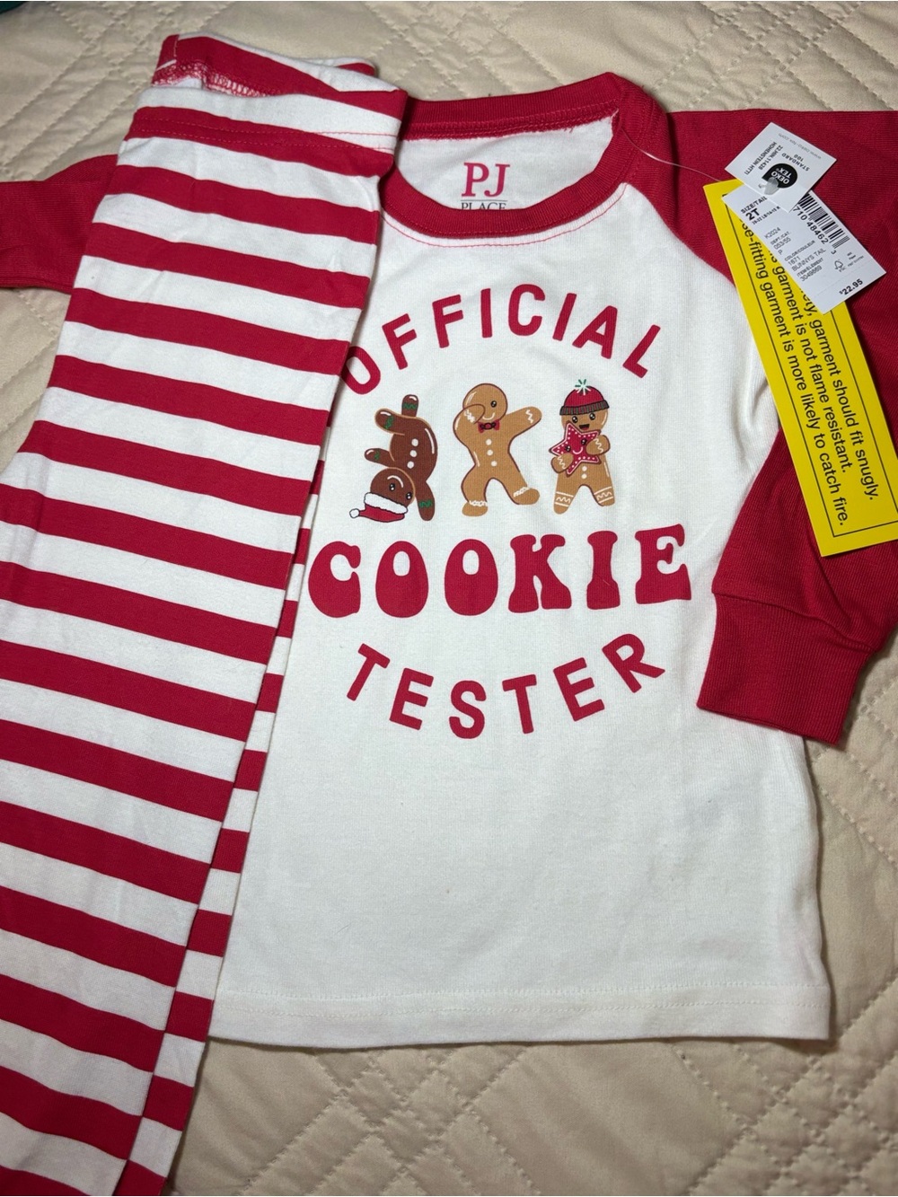 Children’s Place 2T Red & White "Official Cookie Tester" Kids Pajama Set